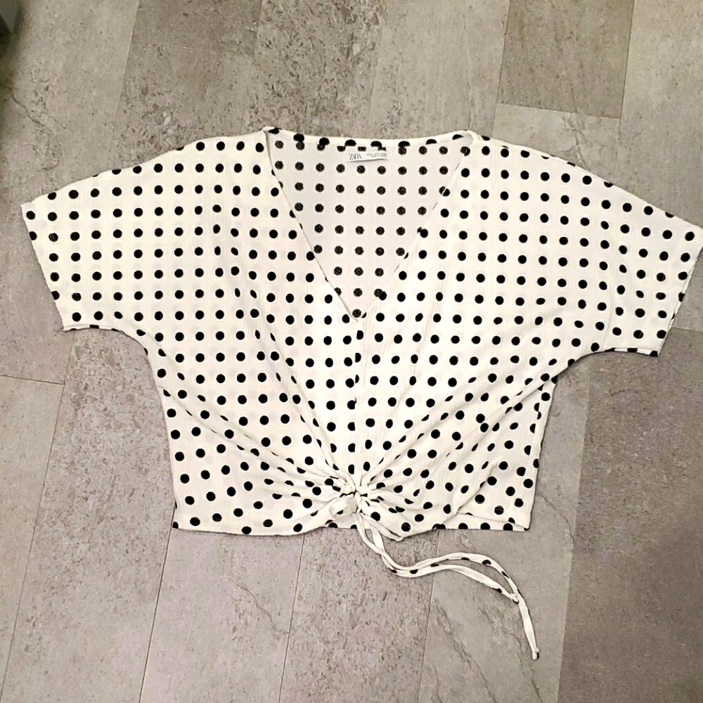 Zara Dressy Crop Top Polka-Dot
